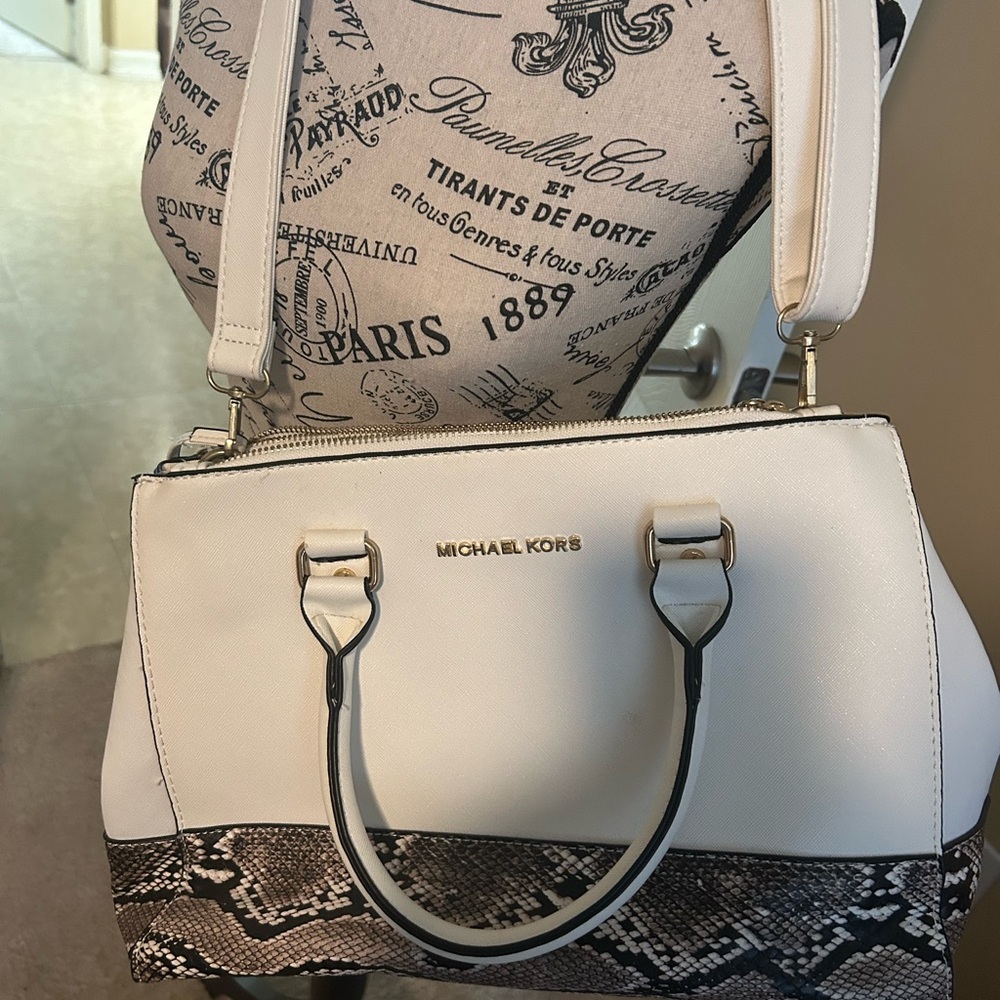 Michael Kors Cream and Black Satchel